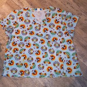 Cartoon bees and fish scrub top